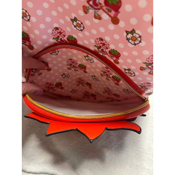 NWT Strawberry Shortcake Pink & Red Full Size Backpack with 3D Strawberry Pocket - Picture 5 of 9
